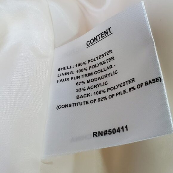Nine West Ivory Faux Fur Collar Winter Overcoat NWT Size 2XL $200 Mid Thigh - Picture 7 of 7